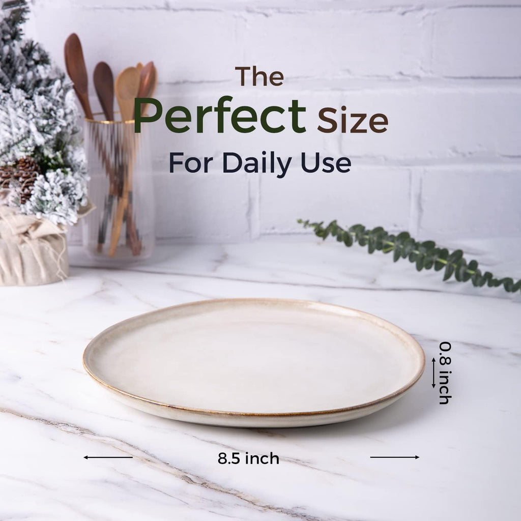 AmorArc Ceramic Plates Set of 6, 8.5 Inch Handmade Reactive Glaze Stoneware Plates set for Dessert, Salad, Appetizer, Dinner, Microwave & Dishwasher Safe, Scratch Resistant-Gade Green