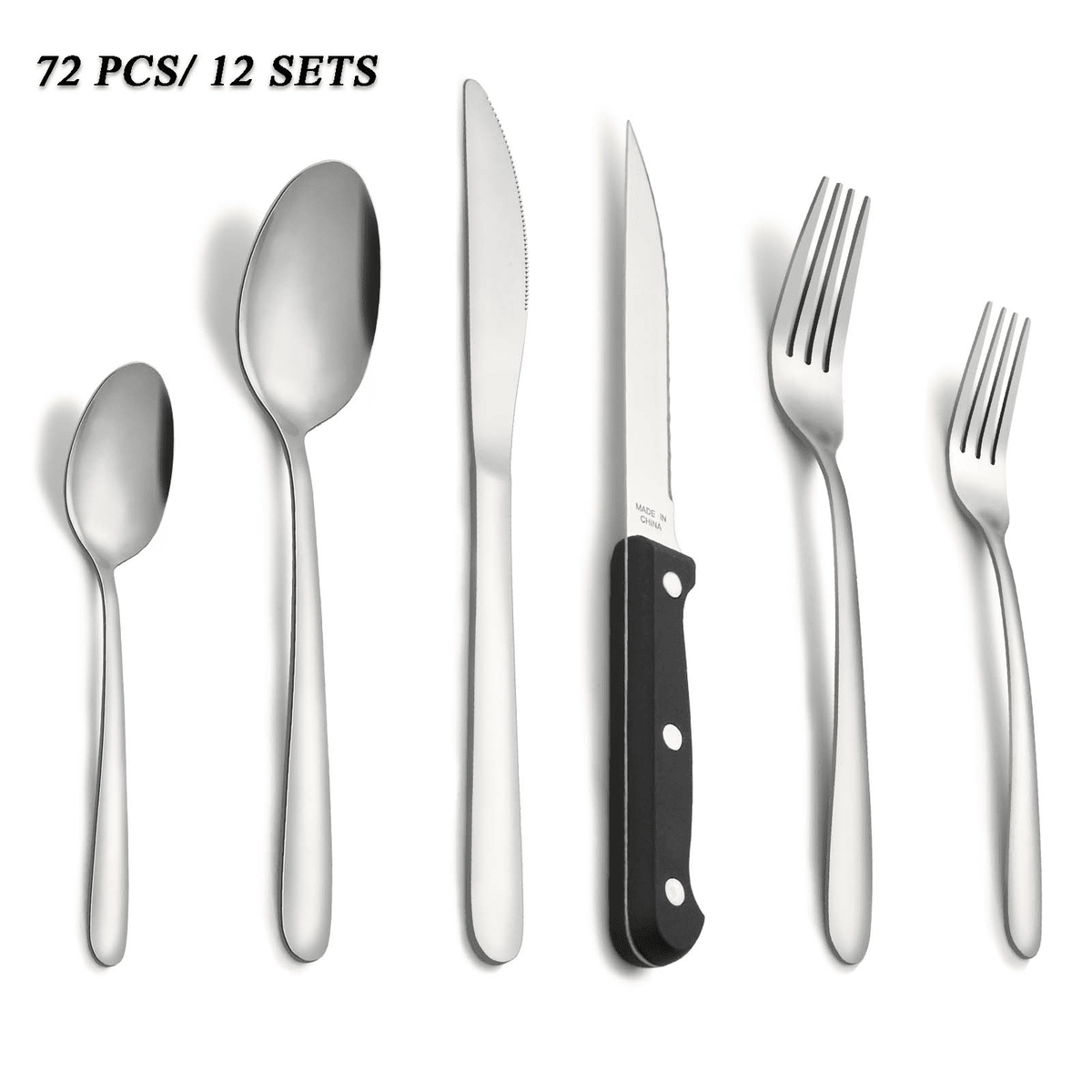 Bestdin 24 Pieces Silverware Set, Flatware Sets with Steak Knives Service for 4, Premium Stainless Steel Mirror Polished Cutlery Utensil Set, Durable Home Kitchen Eating Tableware Set,Dishwasher Safe