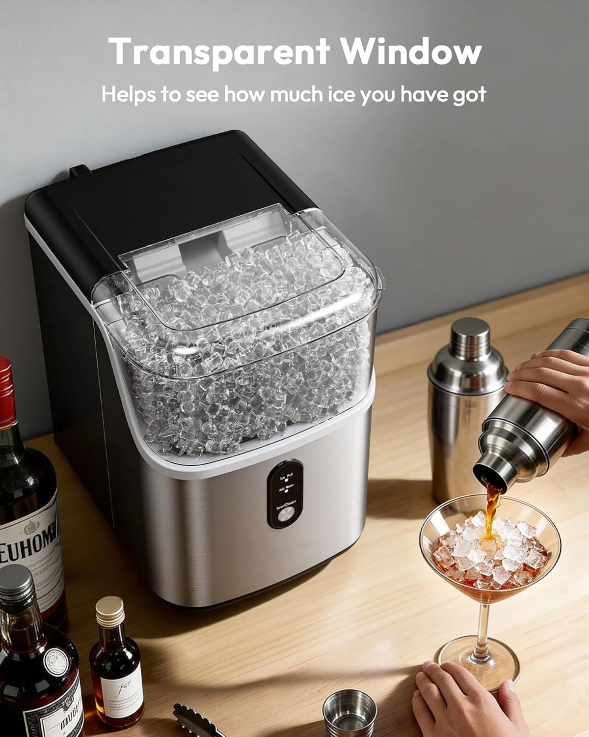 Havato Nugget Ice Maker , 35lbs/24H Soft Chewable Sonic Ice Machine, Self-Cleaning, Quiet Operation,Black
