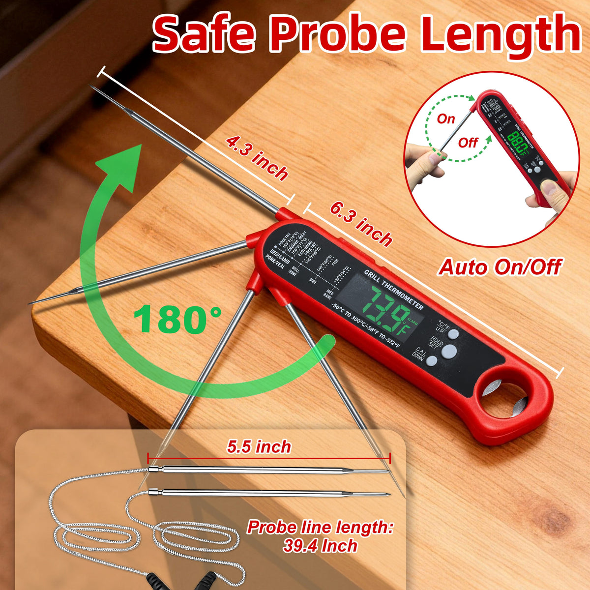 AGCAN Digital Meat Thermometer Instant Read Food Thermometers for BBQ Grilling Cooking