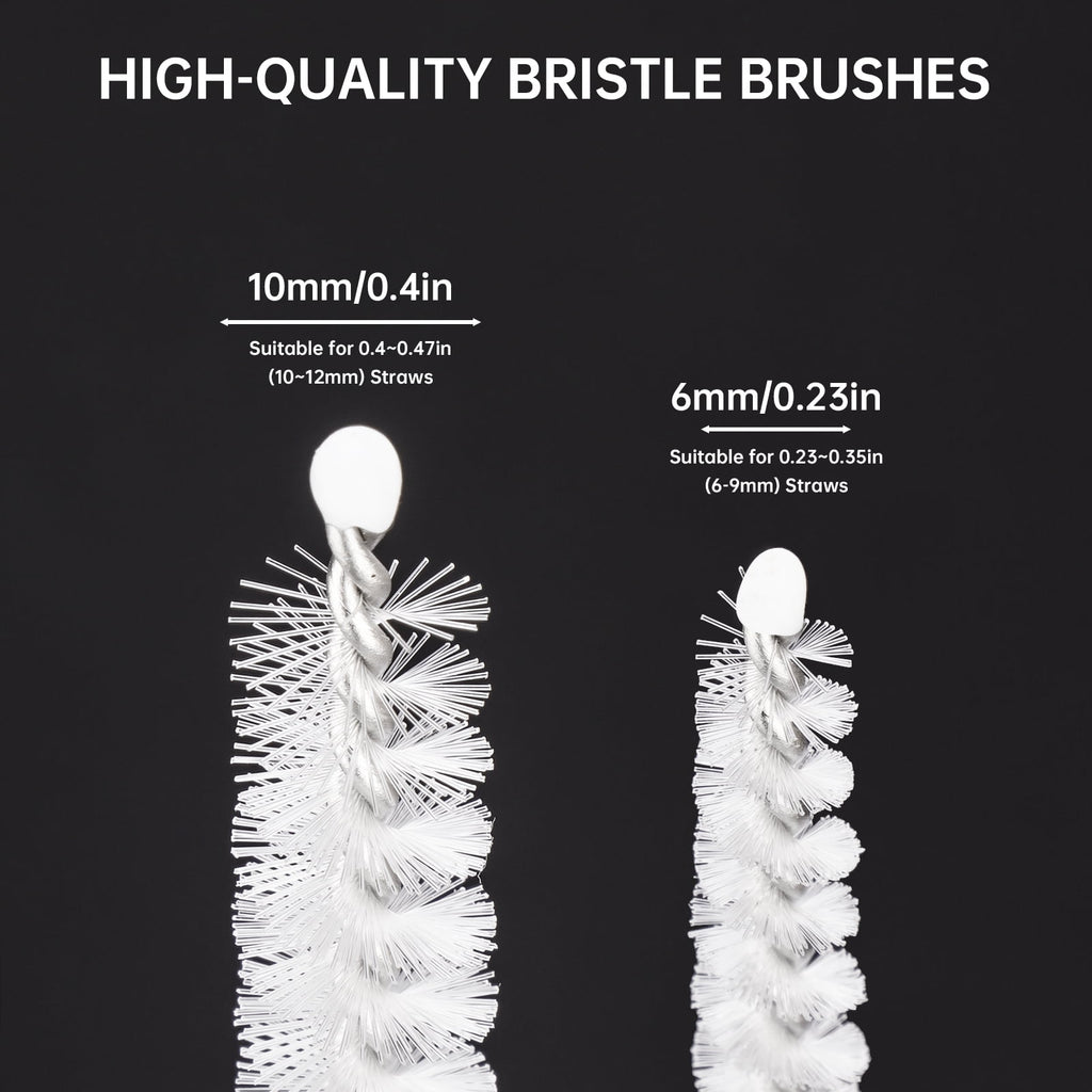NiHome 12-Pack Heavy Duty Straw Cleaning Brushes Fit for Stanley Tumbler, 6mm &10mm Straw Cleaner Brush for Different Straw Sizes, 12" Extra Long Straw Brushes, Durable Nylon&Stainless Steel Reusable