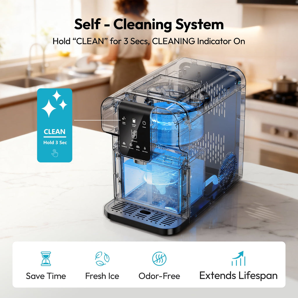 SIMZLIFE 2-in-1 Nugget Ice Maker and Water Dispenser, 30 Lbs/24H, Soft Chewable Ice, Self-Cleaning Countertop Ice Machine