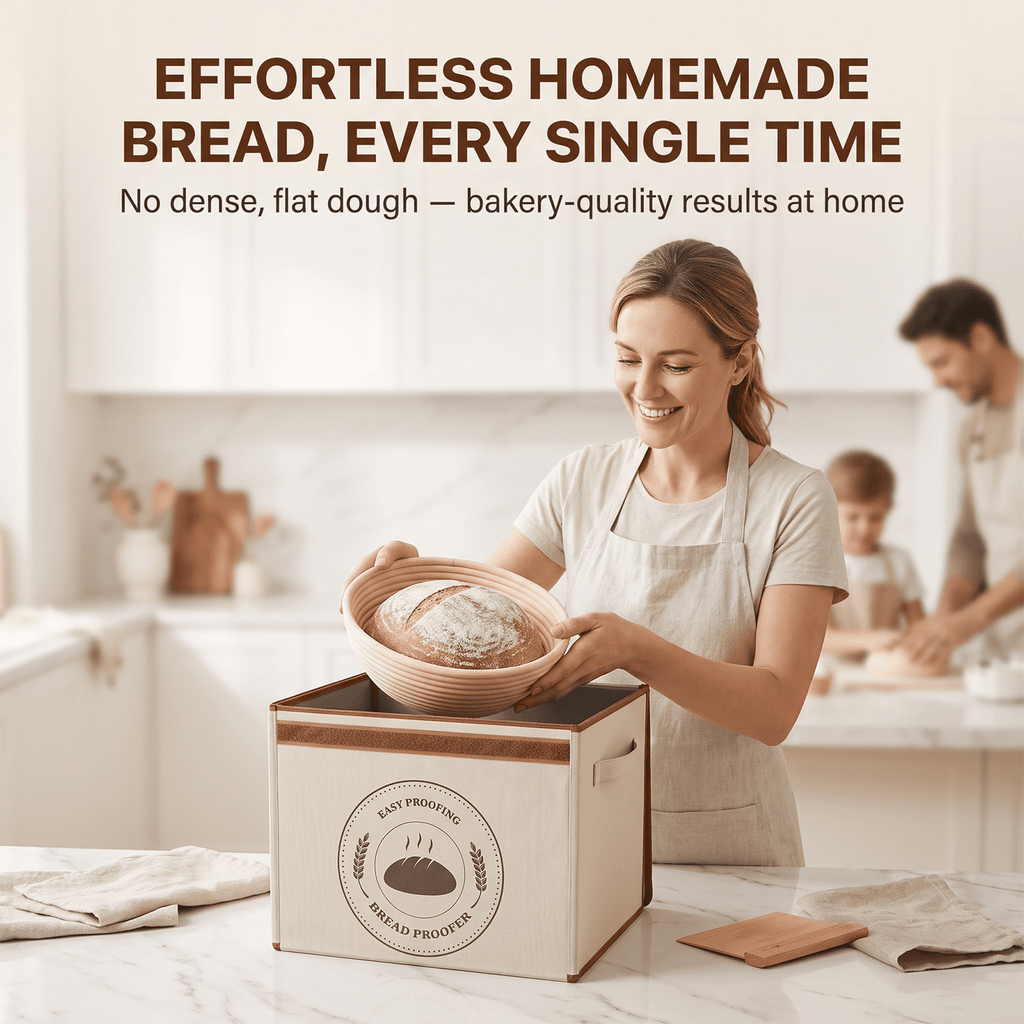 MYMULIKE Foldable Bread Proofing Box, 600D Oxford 50-113°F Temp Control & 48H Timer, 3-Side Heat Steel Rack for Sourdough, Bread, Pizza, Yogurt, Kombucha
