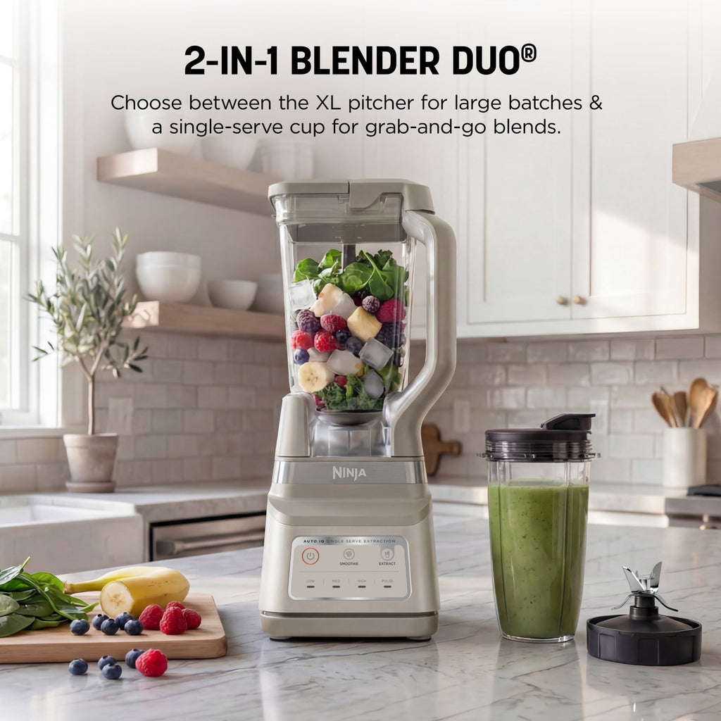 Ninja Professional Plus DUO 72-Oz Blender, Smoothies, Ice Crush, 2 Auto-iQ Preset Programs, 4 Speeds, 1400PW, BN750NV Navy