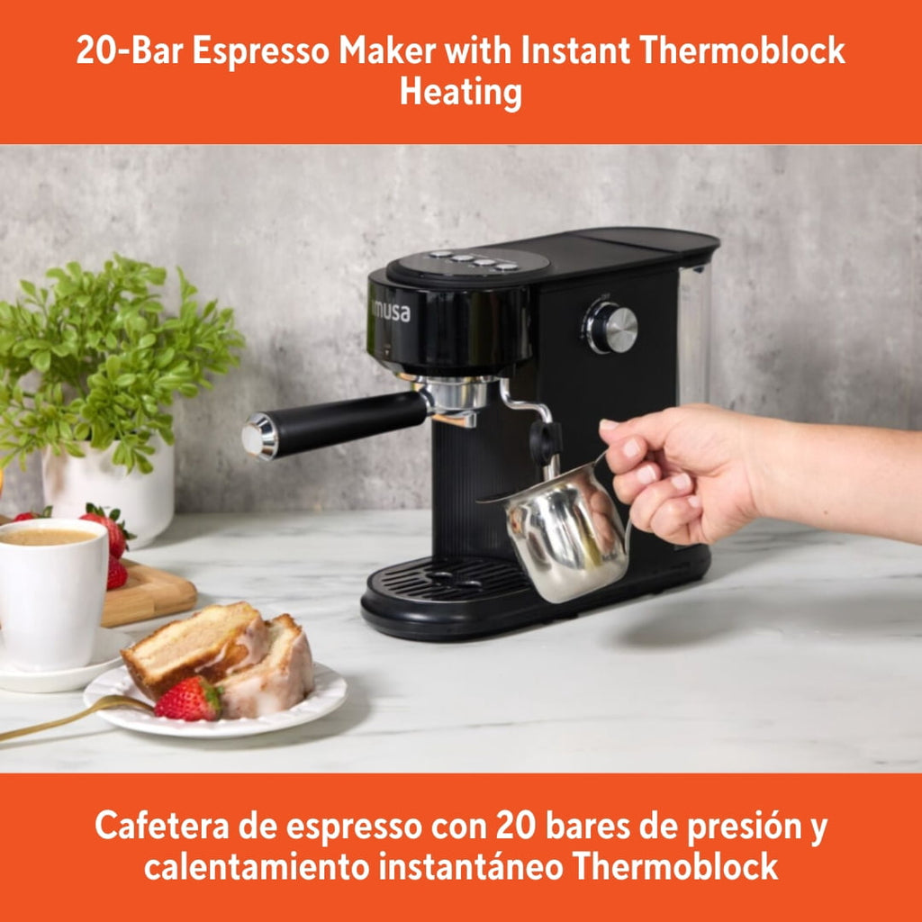 IMUSA 20 Bar, 1-2-Cup Matte Slimbrew Espresso Machine