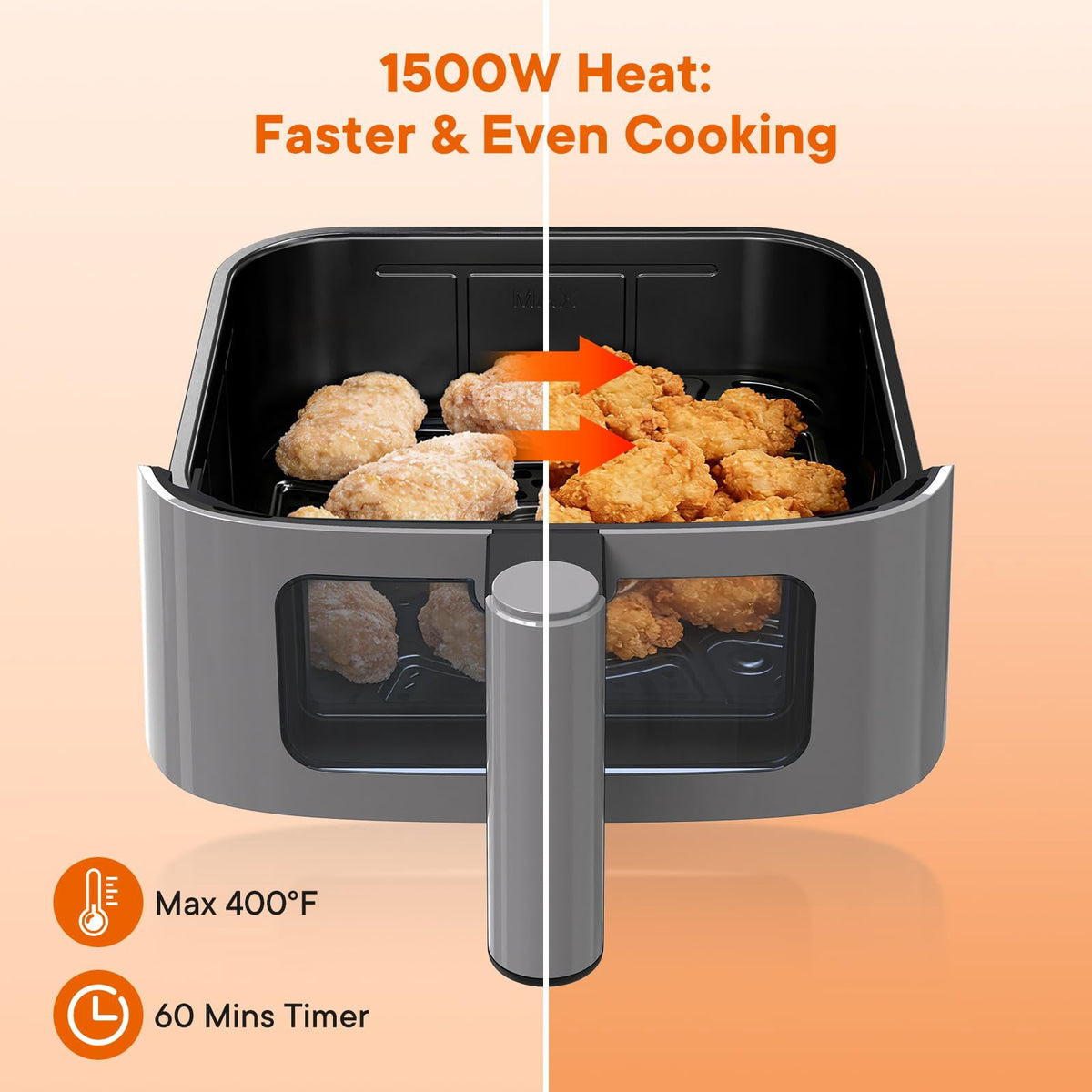 LIFERECORD 3QT Compact Air Fryer, Touch Panel, 800W, 160-400°F, Auto Shut-Off & Overheat Protection, White, for Single/Small Family