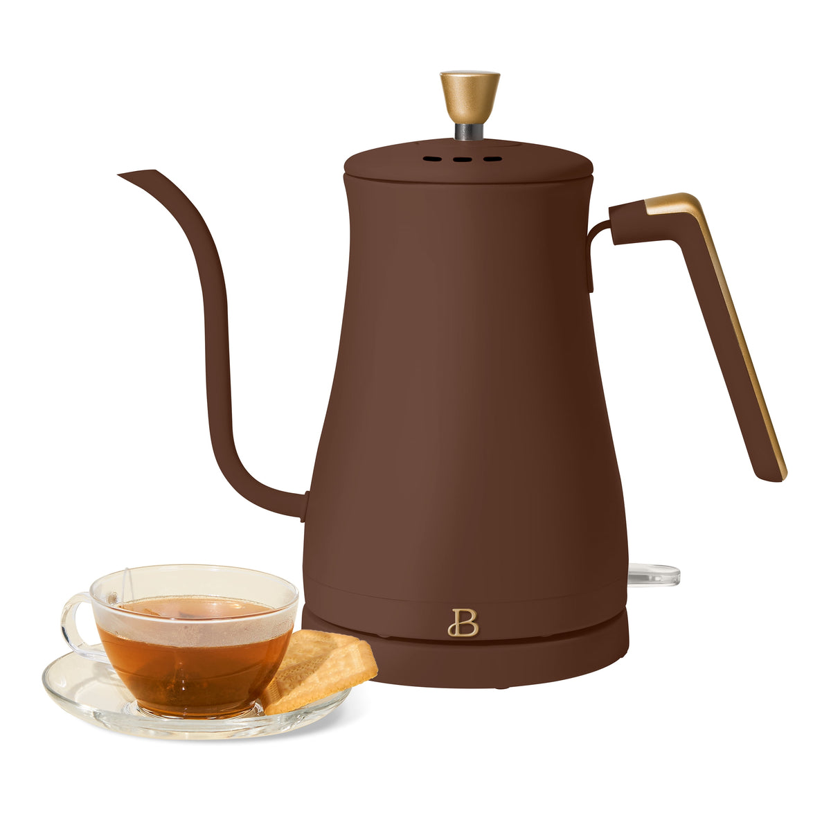 Beautiful 1-Liter Electric Gooseneck Kettle 1200 W, Chocolate by Drew Barrymore