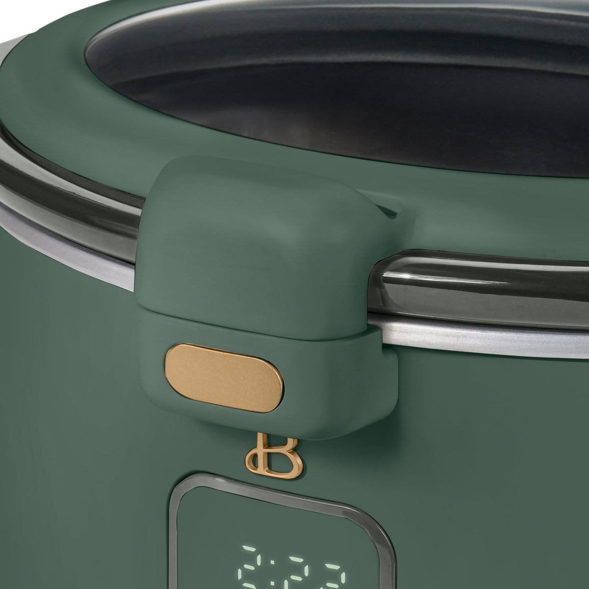 Beautiful 4 Qt Digital Slow Cooker with Hinged Locking Lid, Thyme Green by Drew Barrymore
