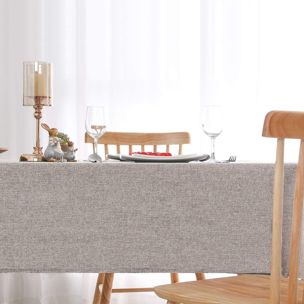 Hiasan Faux Linen Rectangle Tablecloth - Wrinkle and Stain Resistant Washable Tale Cloth for Kitchen Dining Room Holiday Table Cover for Party Dinner, Beige, 60 x 84 Inch