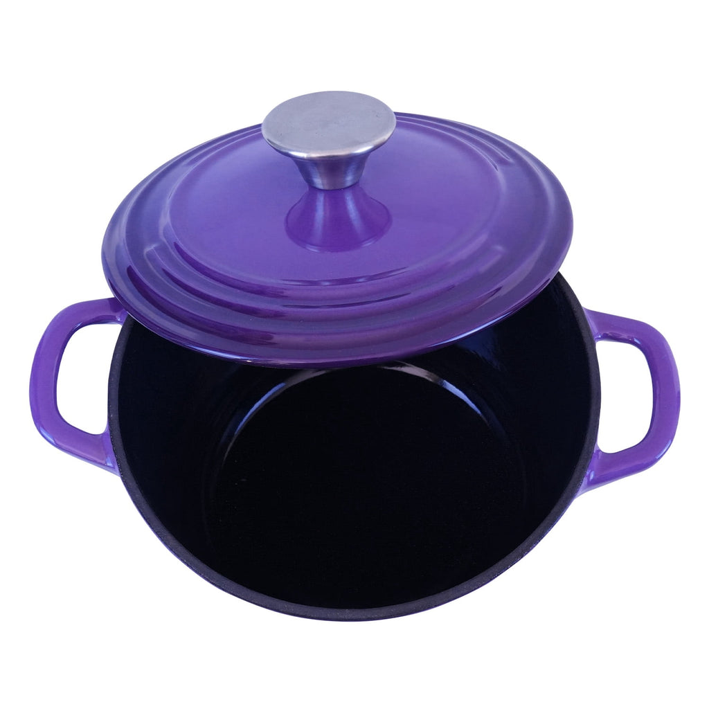 Flavehc Dutch Oven Pot with Lid 2.8 qt Cast Iron Dutch Oven for Bread Baking Slateblue Enameled Cast Iron Rice Pot with Handels
