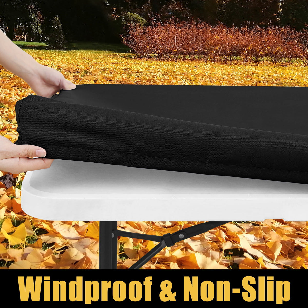 Smiry Rectangle Picnic Tablecloth, Waterproof Wipeable Table Cloth, Washable Elastic Table Cover for Outdoor and Indoor, 30"x72", Black
