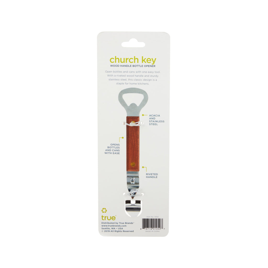 Twine Church Key Wood Bottle Opener, Manual Can Opener Drinks Beer Beverage