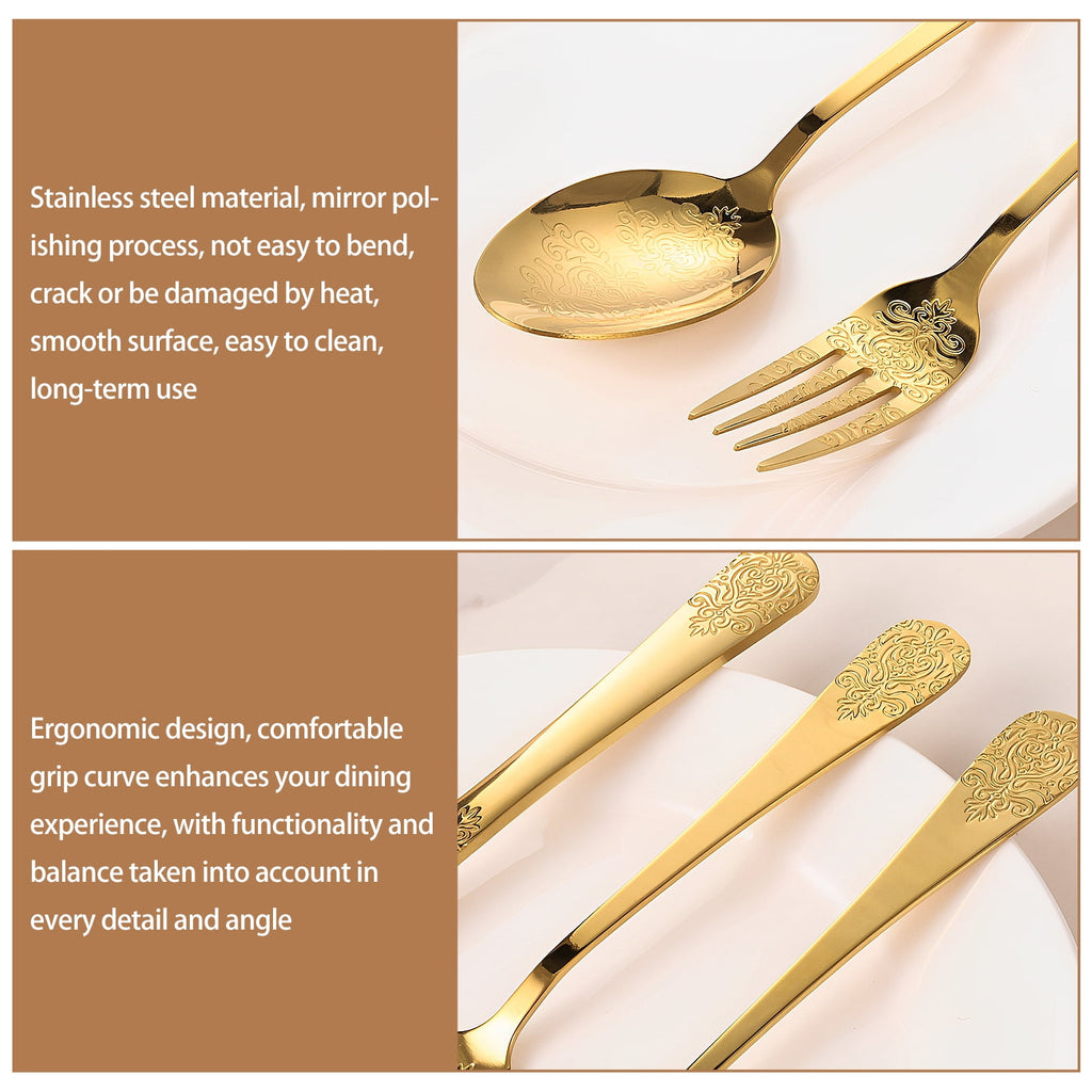 20 Pcs Floral Silverware Set Including Fork Spoon and Knife Stainless Steel Flatware Set Vintage Cutlery Set Mirror Polished Utensil Set for Kitchen Dishwasher Safe Service for 4