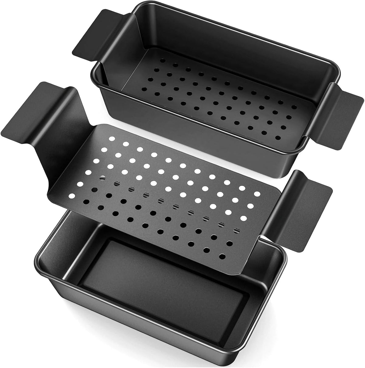LIMICAR 2 Pack Meatloaf Pan with Drain Tray, Nonstick Baking Loaf Pan for Roasting Meat,Bread,Turkey Meatloaf,Reduce Fat and Keep Healthy,9 x 5 Inch