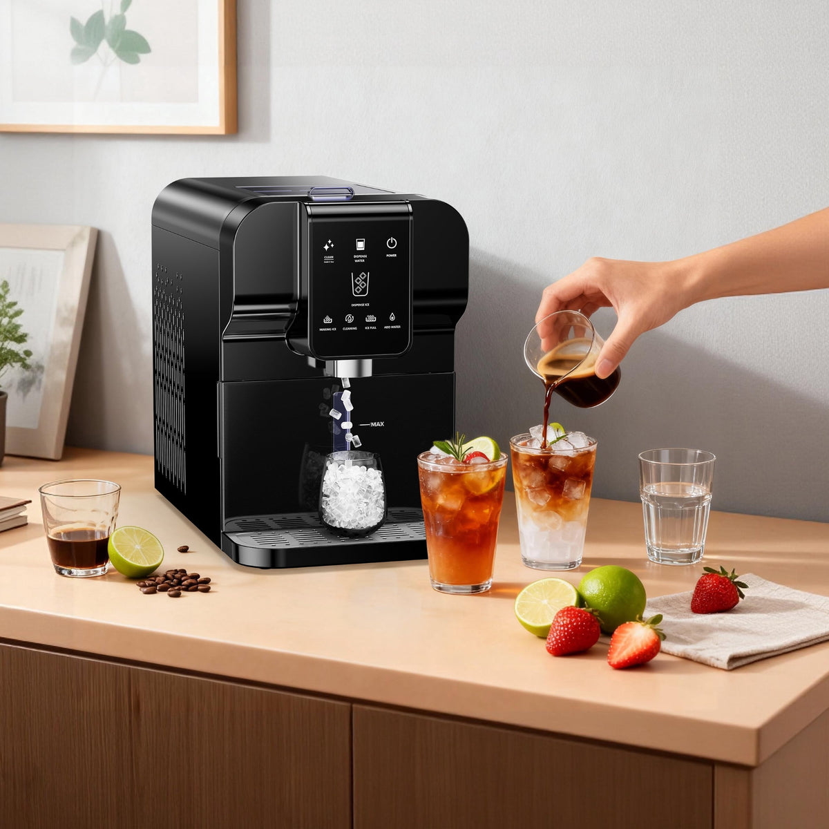 SIMZLIFE 2-in-1 Nugget Ice Maker and Water Dispenser, 30 Lbs/24H, Soft Chewable Ice, Self-Cleaning Countertop Ice Machine