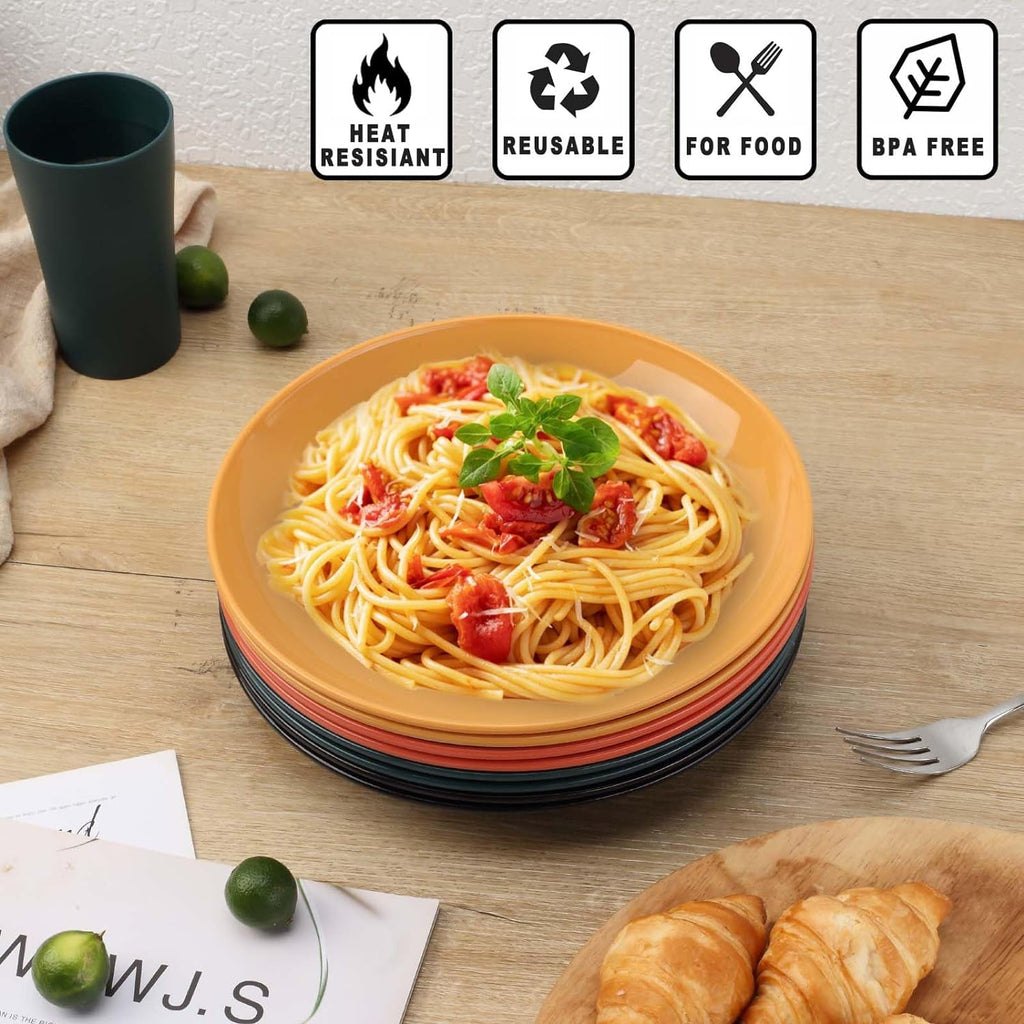Bestdin Black Dinnerware Set for 4, 16 Pieces Plastic BPA-Free Dinner Plates, Salad Plates, Cereal Bowls, Cups, Unbreakable Plates and Bowls Sets for Kitchen, Microwave and Dishwasher Safe