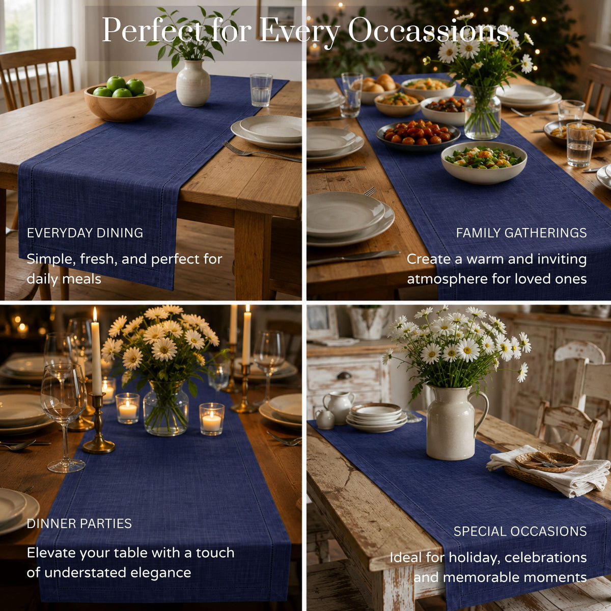 Fingercraft Table Runners, Cotton Dinner Table Centerpiece with Beautiful Premium Lace, Home and Dining Aqua-90