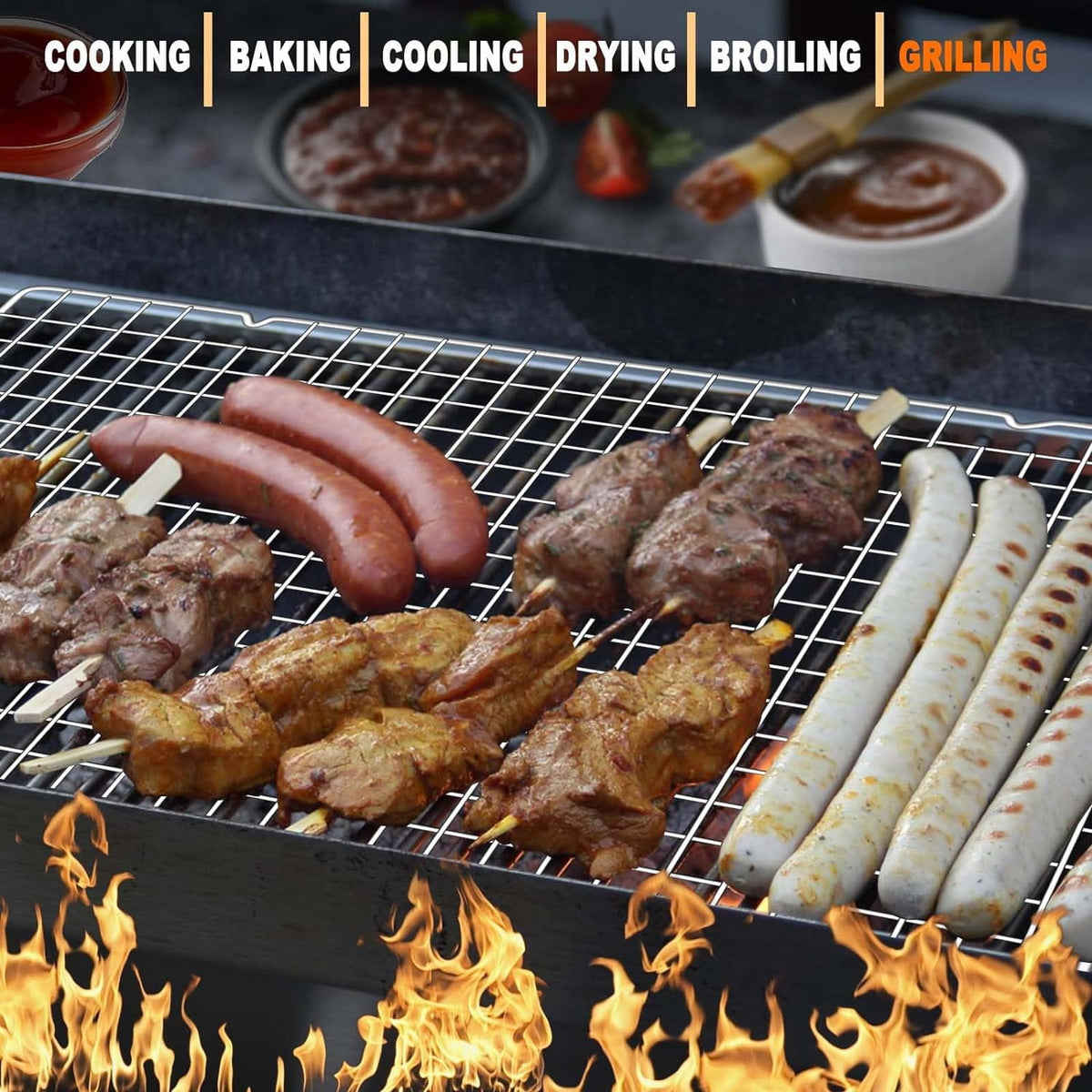 Mirdinner 3P Cooling Rack for Baking, 15.8"×9.8" Stainless Steel Baking Rack, Oven Safe Black Roasting Rack & Wire Rack & Cookie Cooling Rack for Cooking, Roasting, Grilling, Drying