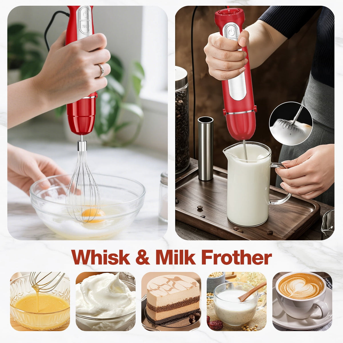 1100W Immersion Blender, 21-Speed Hand Blender with Turbo Mode, 5-in-1 Stick Blender for Smoothies, Baby Food, Soups, Purees, Black