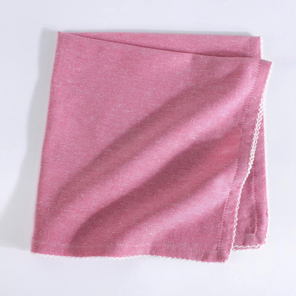 FINGERCRAFT Table Napkins, Cotton Cloth Napkin, Picot Edge, 20-inch, 12 Pack, Ivory