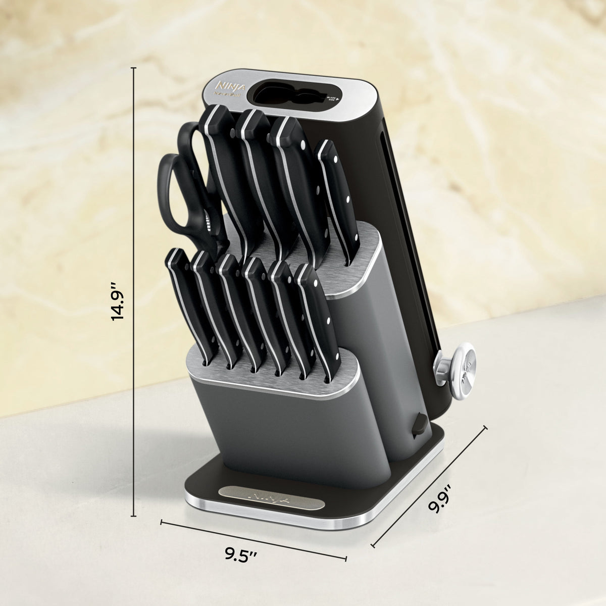 Ninja NeverDull Razor-Sharp 13-Piece Knife System with Removable Sharpener, Laser-Cut Blades, NK12013BK1, Black