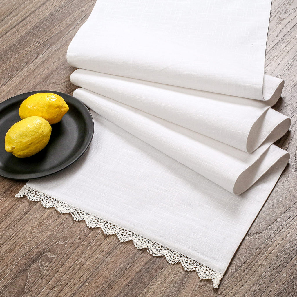 Fingercraft Table Runners, Cotton Dinner Table Centerpiece with Beautiful Premium Lace, Home and Dining Aqua-90