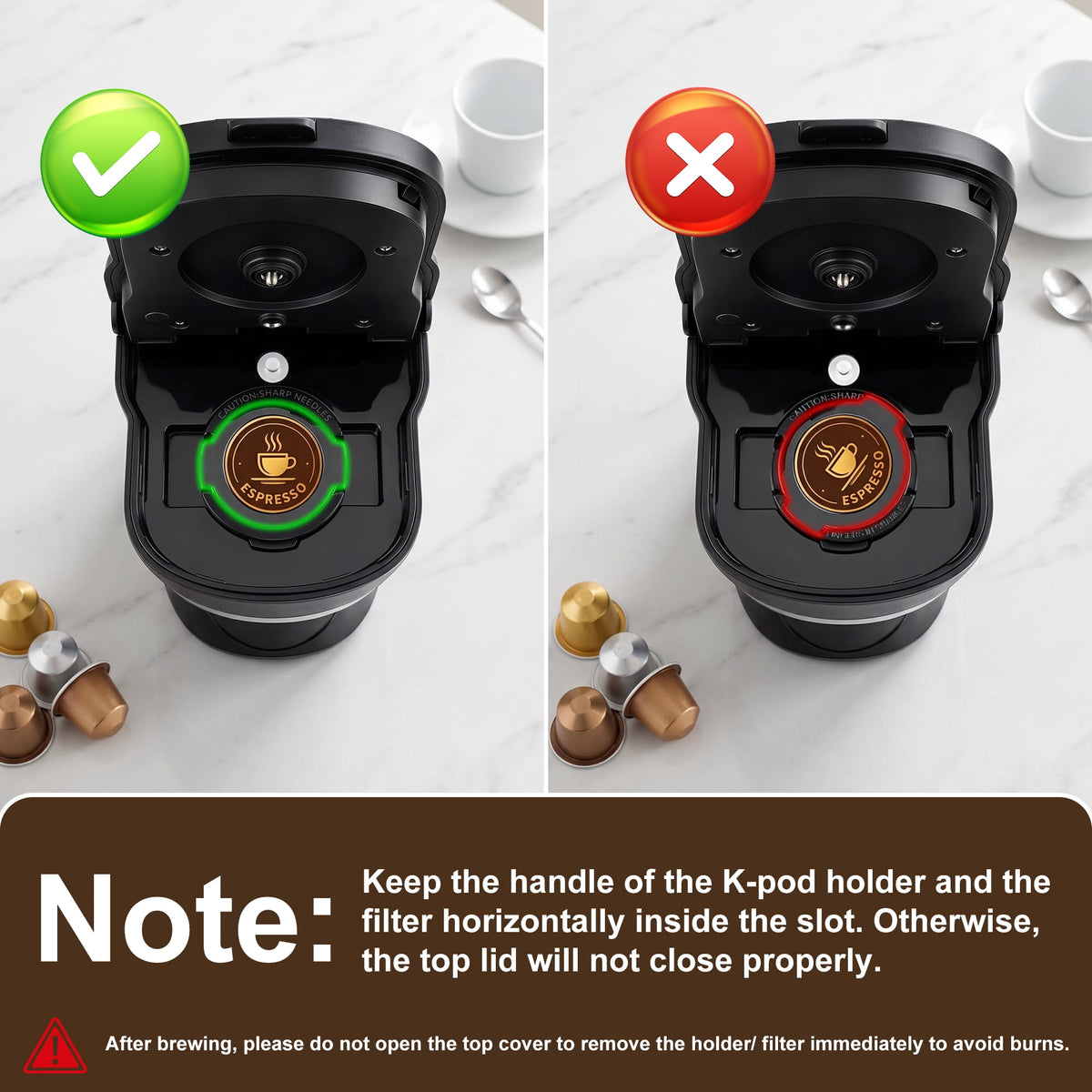 3 in 1 Single Serve Coffee Maker, Instant Coffee Maker One Cup for K Cup & Ground Coffee & Tea, Capsule Coffee Machine with 6-12oz Brew Size Reservoir, Fast Brewing and One Button, Black