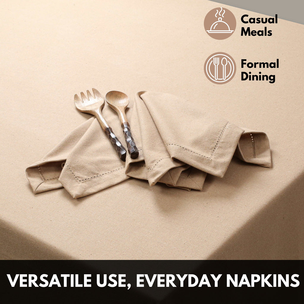 Softopia Cotton Hemstitch Table Fabric Cloth Napkins 18"x18", Set of 12, Lemon Yellow