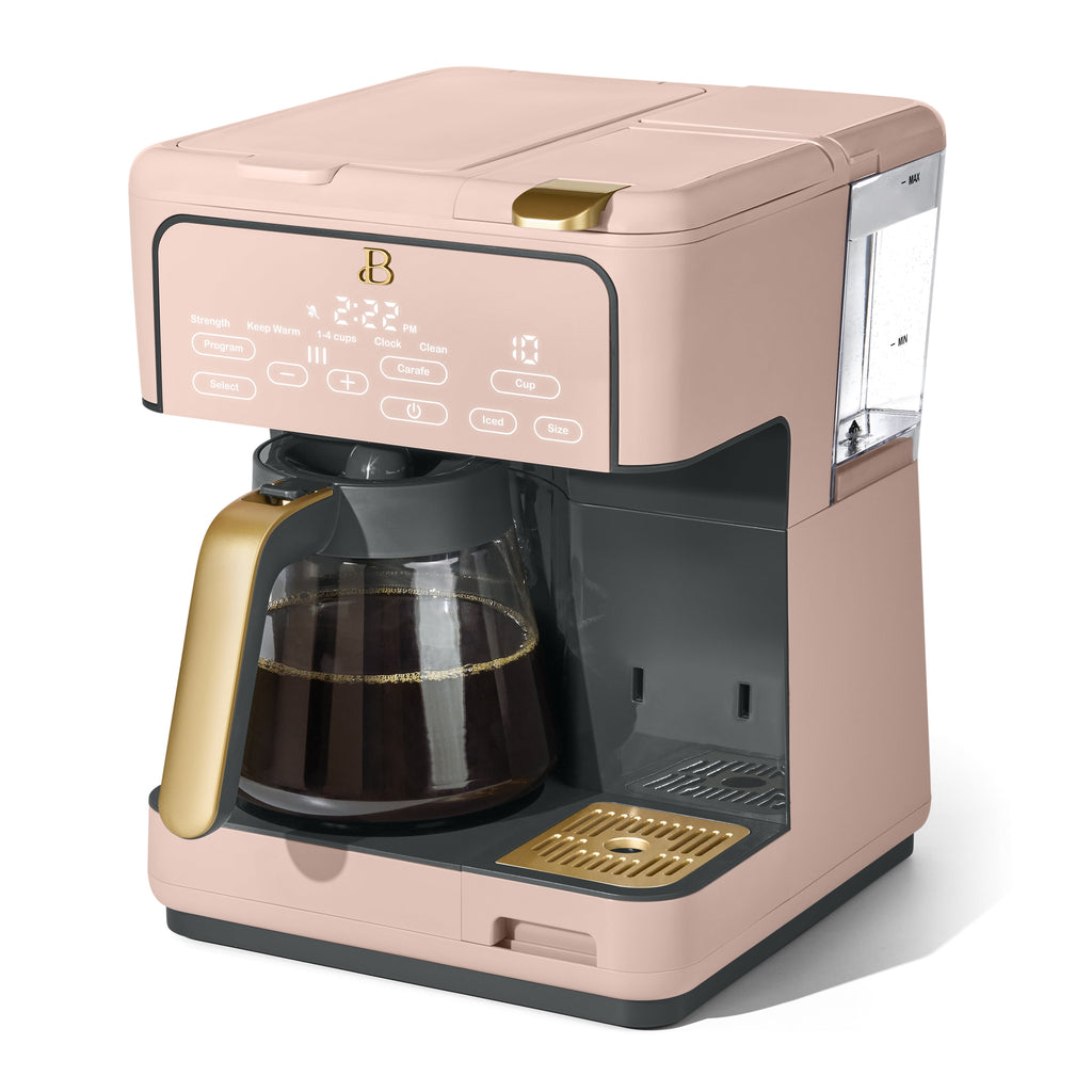 Beautiful by Drew Barrymore Multi-Brew 12-Cup Programmable Drip & Single-Serve Coffee Maker, White Icing