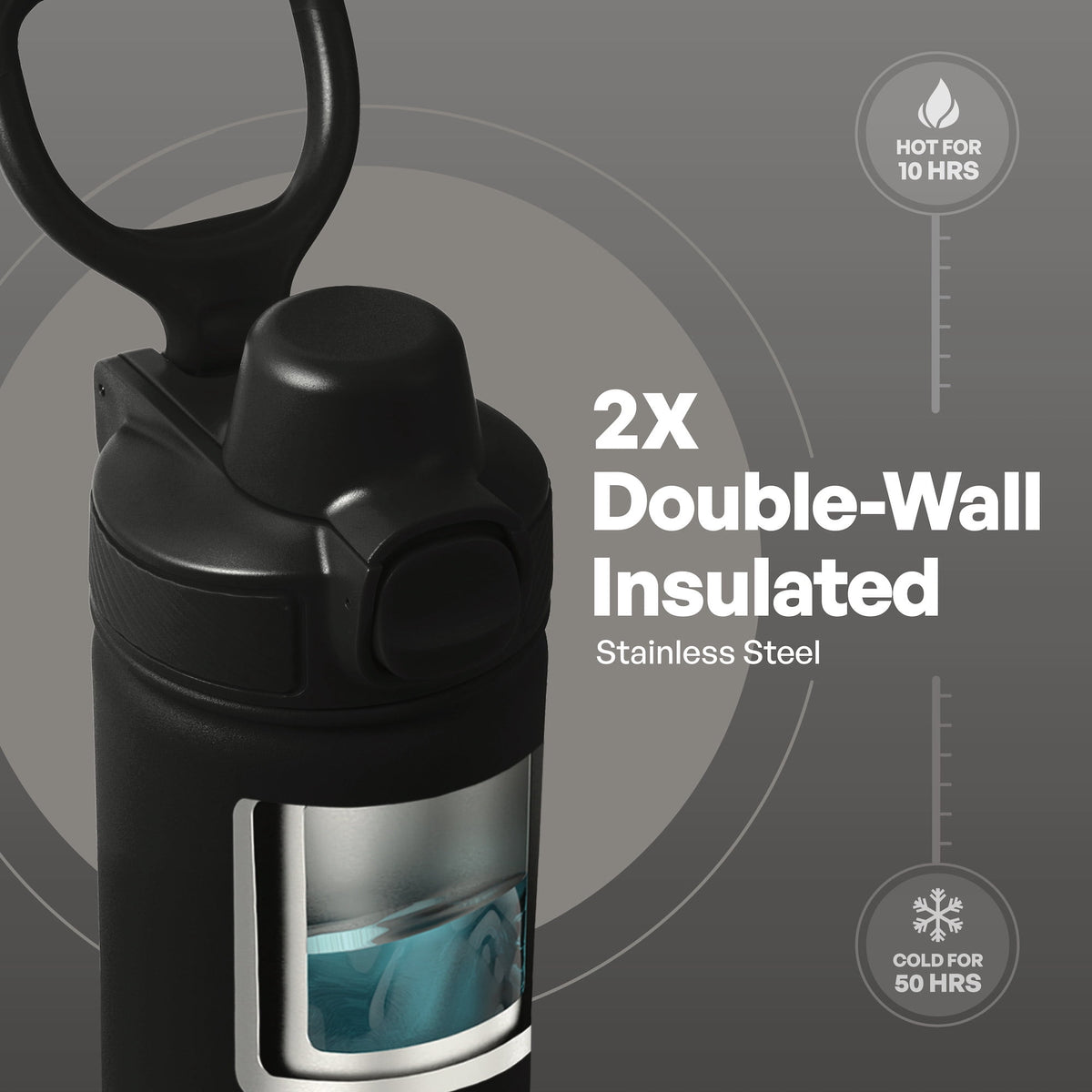 TAL 28oz Stainless Steel Ranger Push Lock Lid Water Bottle, Black