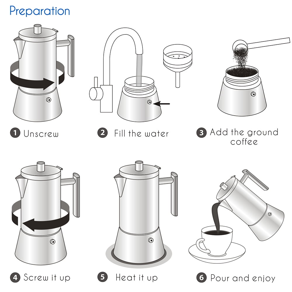 Easyworkz Diego 12 Cup Stovetop Espresso Maker Stainless Steel Italian Coffee Maker Black, 17.5 oz