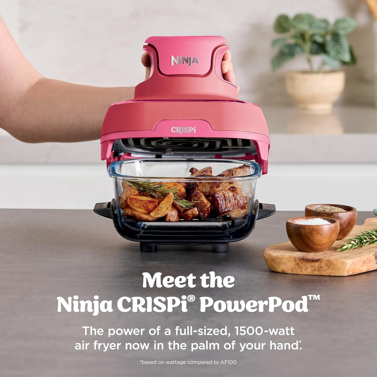 Ninja Crispi Glass Air Fryer 4-Qt, 4-in-1, Air Fry Bake Recrisp, Portable, Dishwasher Safe, FN101GY Cyberspace