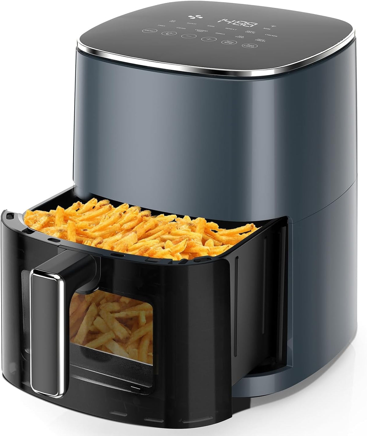 Simenmax Air Fryer, 6-Quart with Viewing Window, 12-in-1 Functions - Air Fry, Roast, Reheat, Dehydrate, Bake, Steam, and More, 400°F Max Temperature, Gray