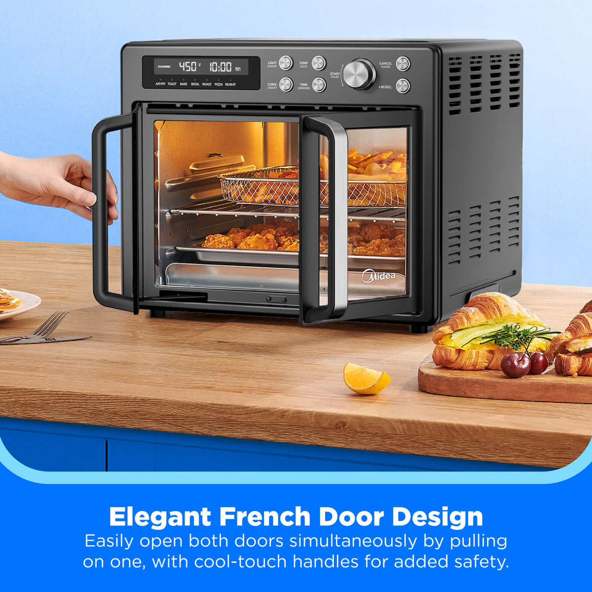 Midea Flexify French Door 1750W 26.4 Qt Black Toaster Oven
