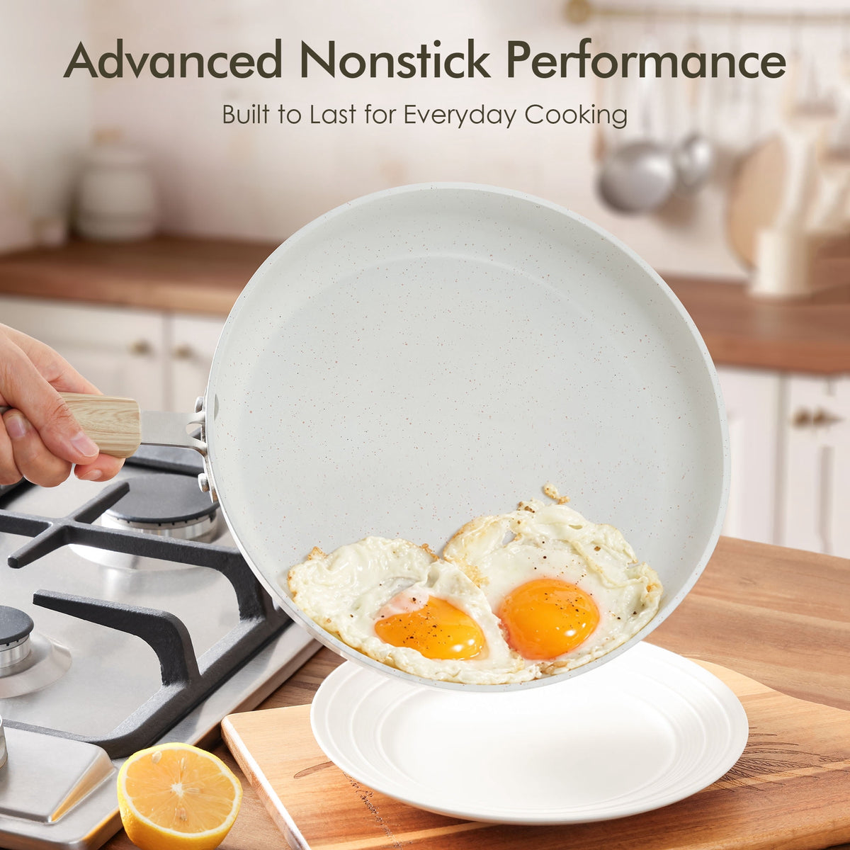 SENSARTE Nonstick Ceramic Frying Pan Skillet, Induction Omelette Pan Egg Pan, Healthy Cookware Chef's Pan with Heat-Resistant Handle, Dishwasher Safe, Gray, 8"