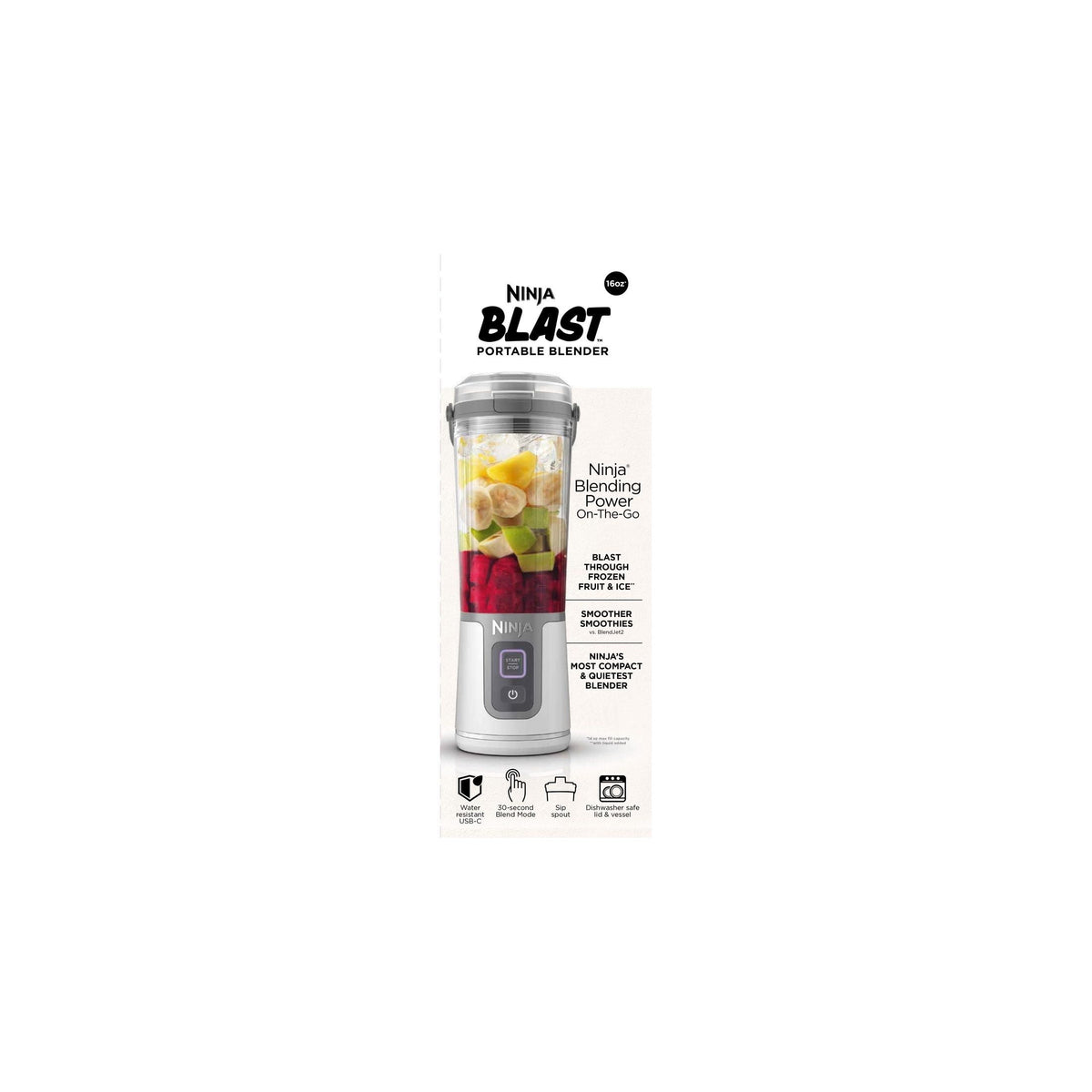 Ninja Blast Portable Personal 18 Oz Blender w/ Leak Proof Lid & Easy Sip Spout, Rechargeable Base, BC150PK Pink