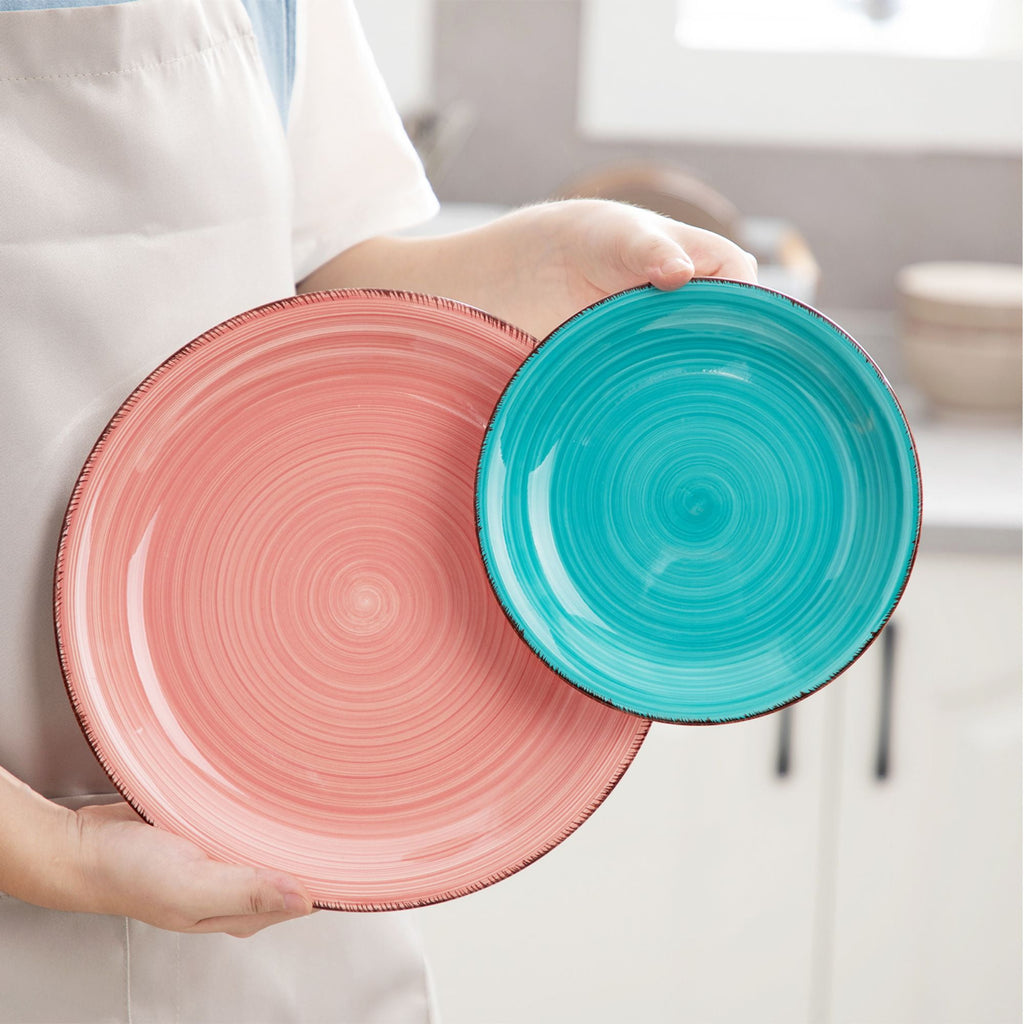 Vancasso 32 Pieces Dinnerware Sets for 8, Ceramic Plates and Bowls Sets, Scratch Resistant Dishes Set, Microwave & Dishwasher Safe, Colourful