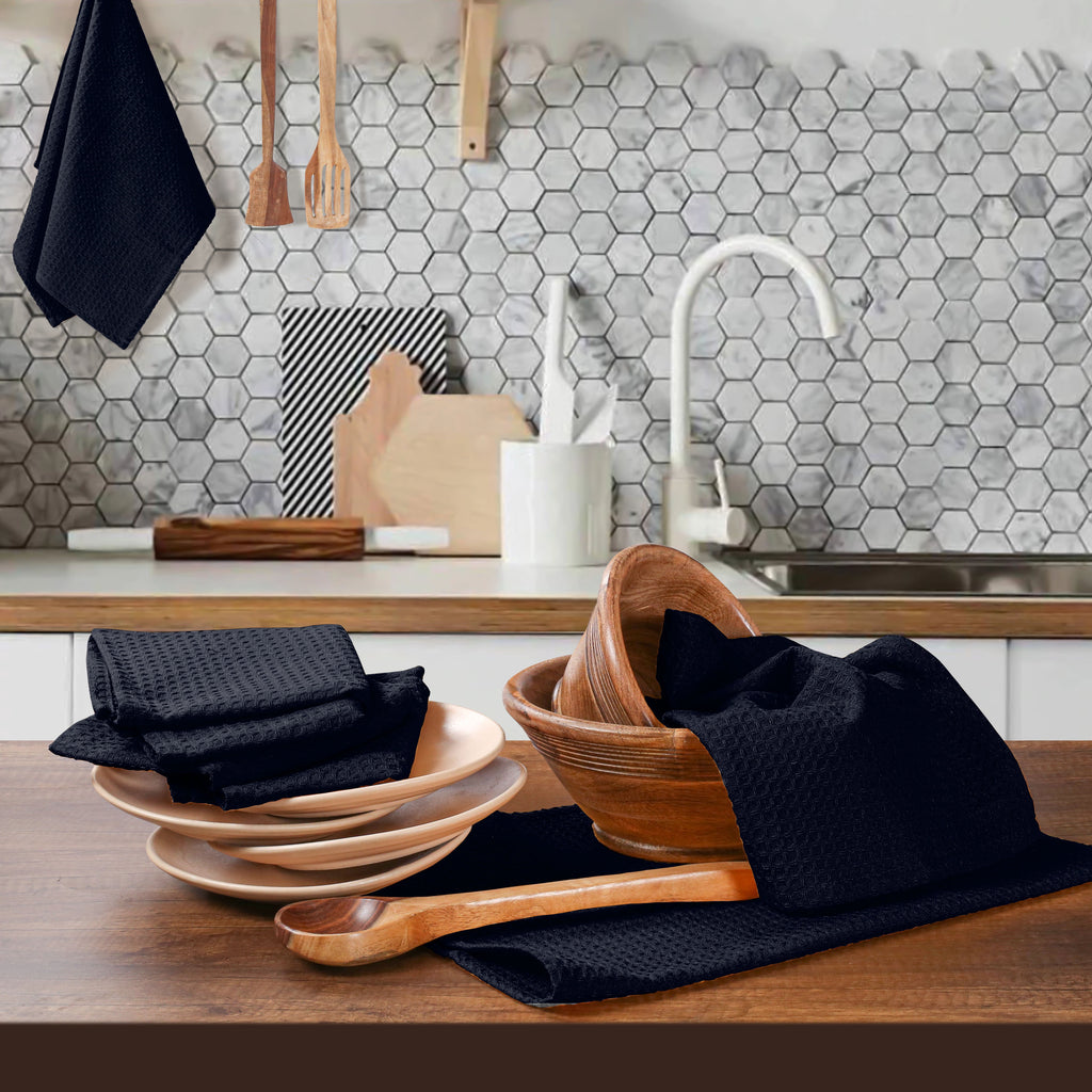 Twiny Threads Waffle Kitchen Towel 16"x26" Set of 4 - Brown