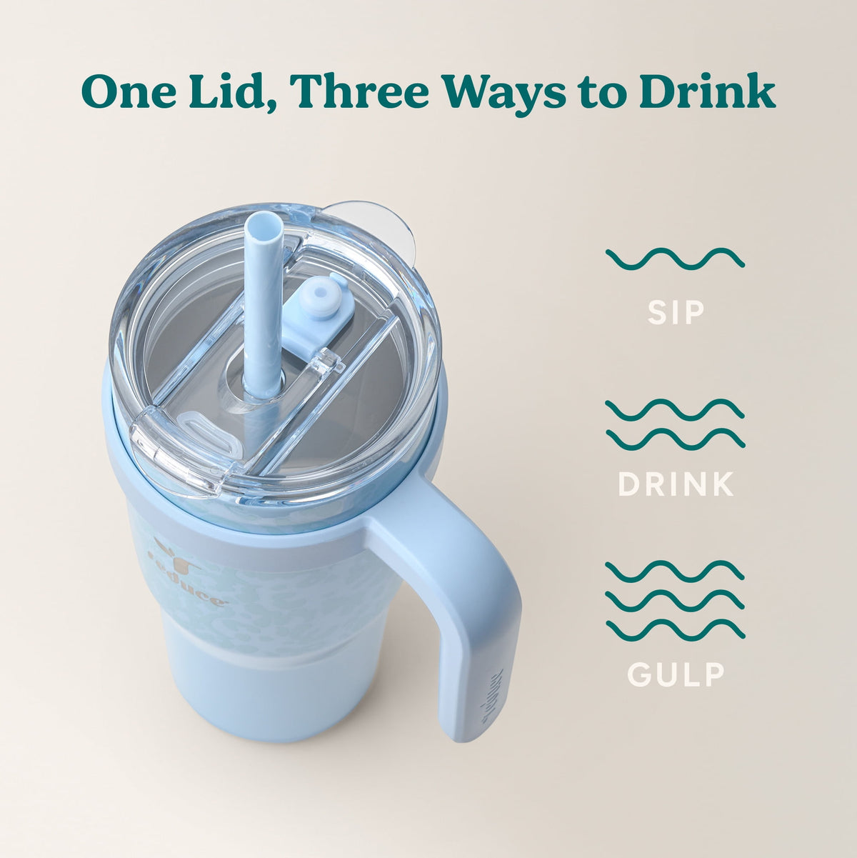 Reduce 24oz Cold1 Tumbler. Straw, Lid & Handle. Insulated Stainless Steel Travel Mug, Purple Daze