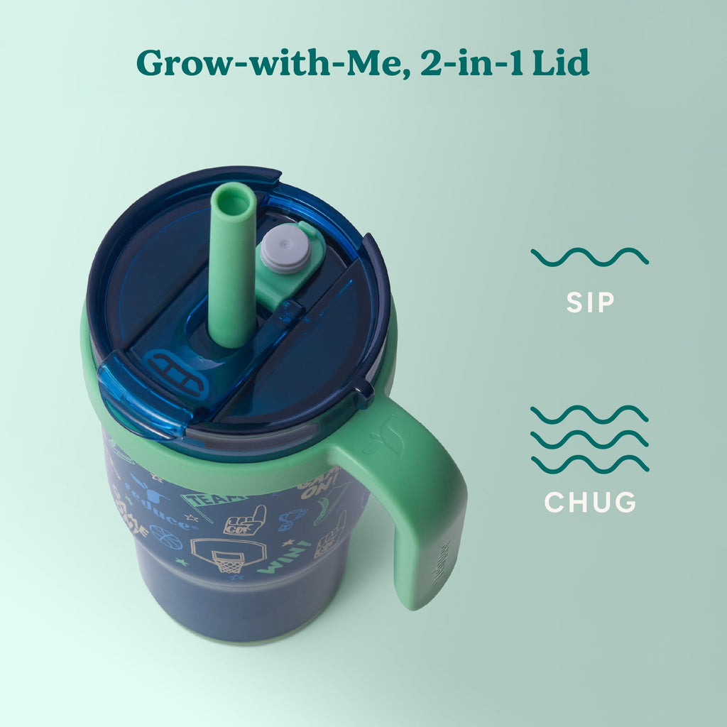 Reduce Coldee Kids Insulated Tumbler with Straw, 18oz Stainless Steel Spill-Proof Cup with Handle, Ice Cream
