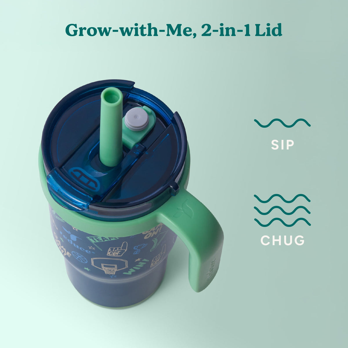 Reduce Coldee Kids Insulated Tumbler with Straw, 18oz Stainless Steel Spill-Proof Cup with Handle, Ice Cream