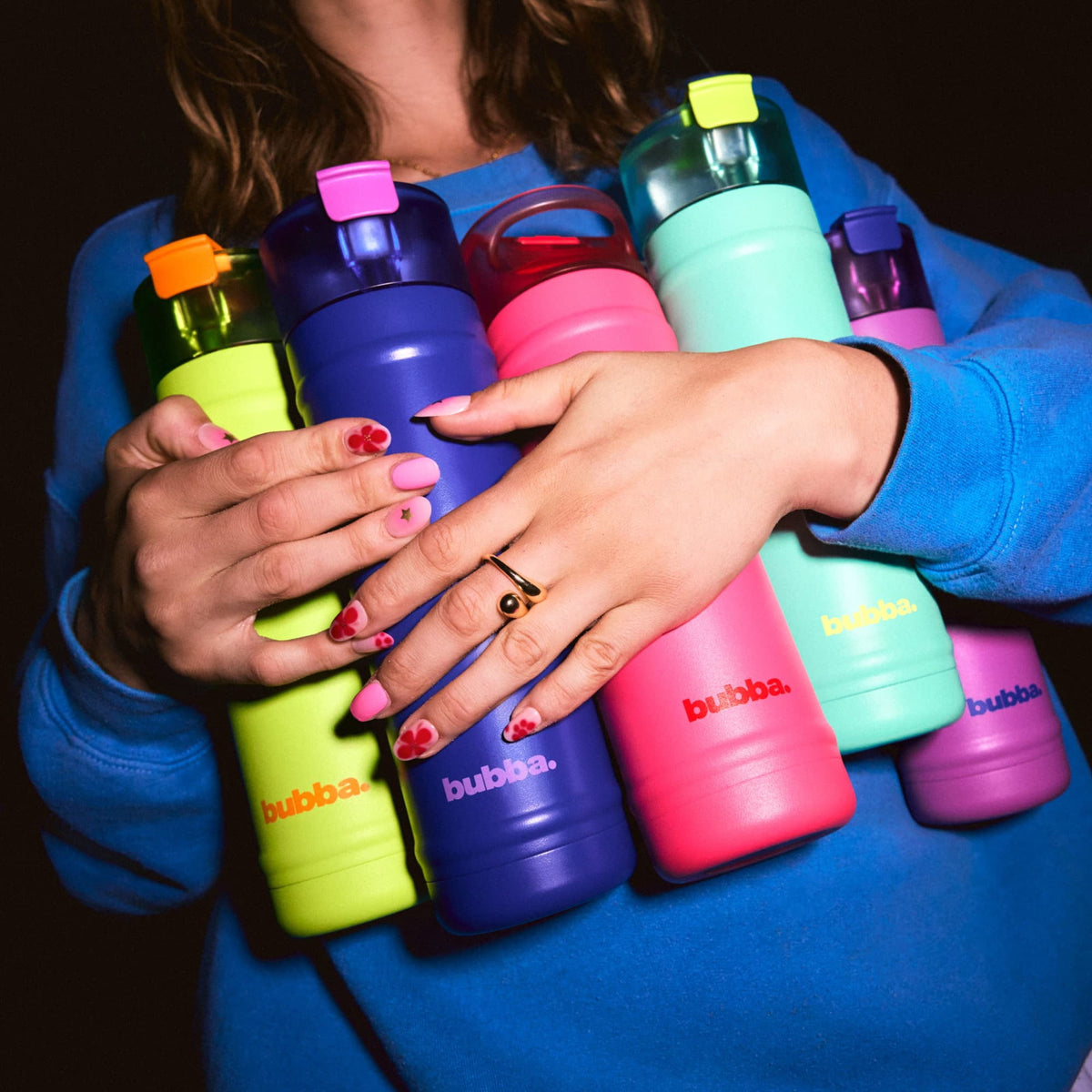 Bubba 32oz DualSip Insulated Stainless Steel Water Bottle with Straw & Sip Lid, Moodbooster Purple/Blue