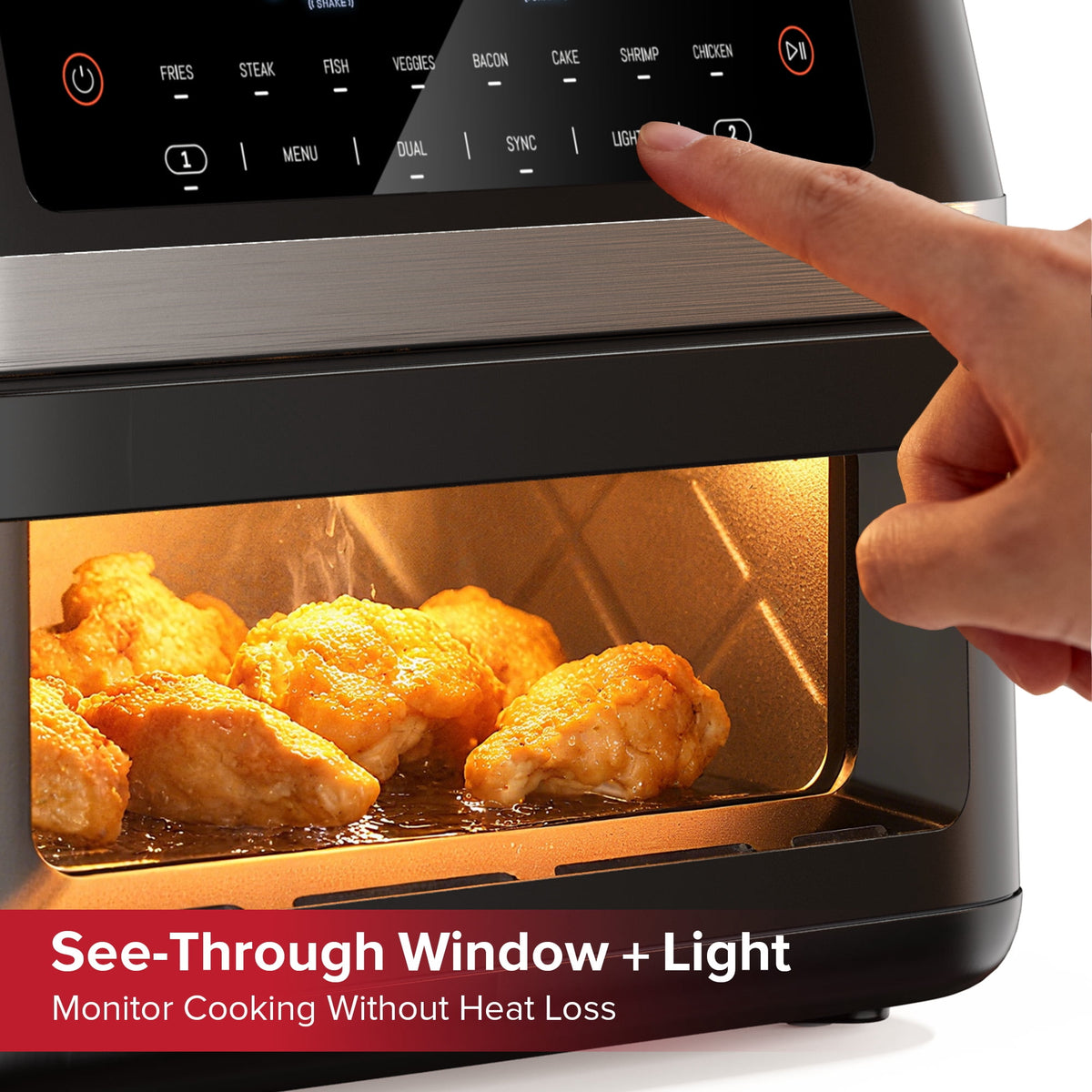 HoninJoy 12 QT Large Dual Basket Air Fryer, With Visible Cooking Window( 50PCS Air Fryer Liners Included)-New
