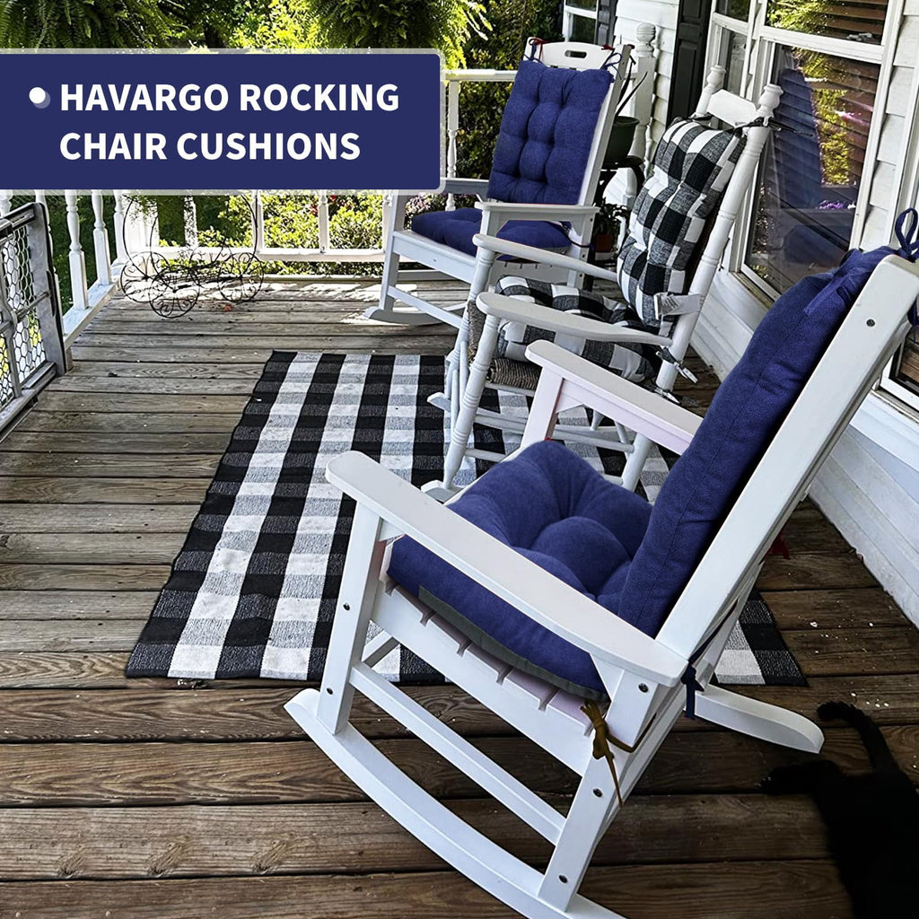 Shinnwa Rocking Chair Cushion 17 x 17/21 Inch Seat Cushions Set Non-Slip for Indoor Living Room, Brown