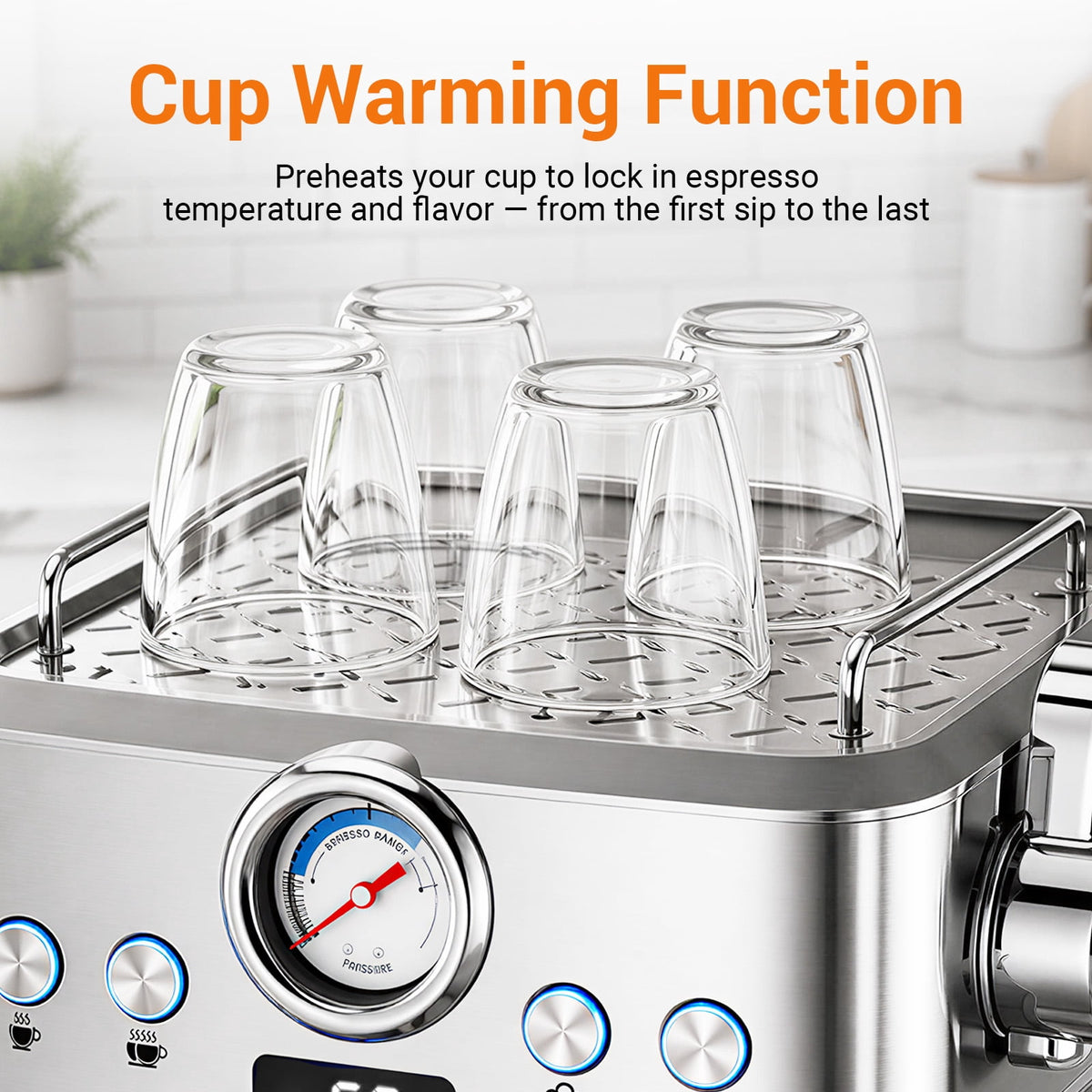 Ecojoy Espresso Machine, Barista Espresso Maker with Steam Wand | LCD Display, Custom Brew Temp, Latte & Cappuccino Machine, 20-Bar Pump, Powerful Steam Wand, 1.8L Removable Water Tank
