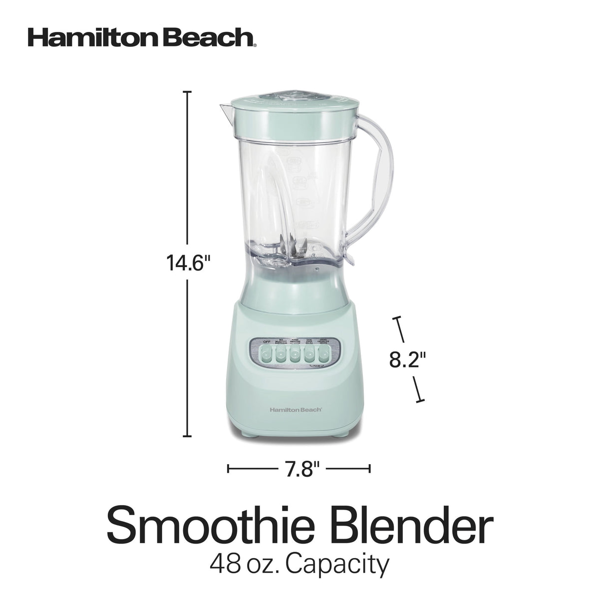 Hamilton Beach Smoothie Blender, 48 oz BPA-Free Jar 650 W 12-Function Countertop Blender for Kitchen, Black