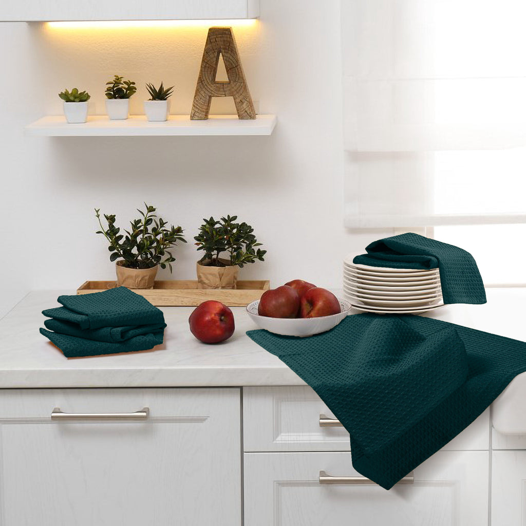 Twiny Threads Waffle Kitchen Towel 16"x26" Set of 4 - Brown