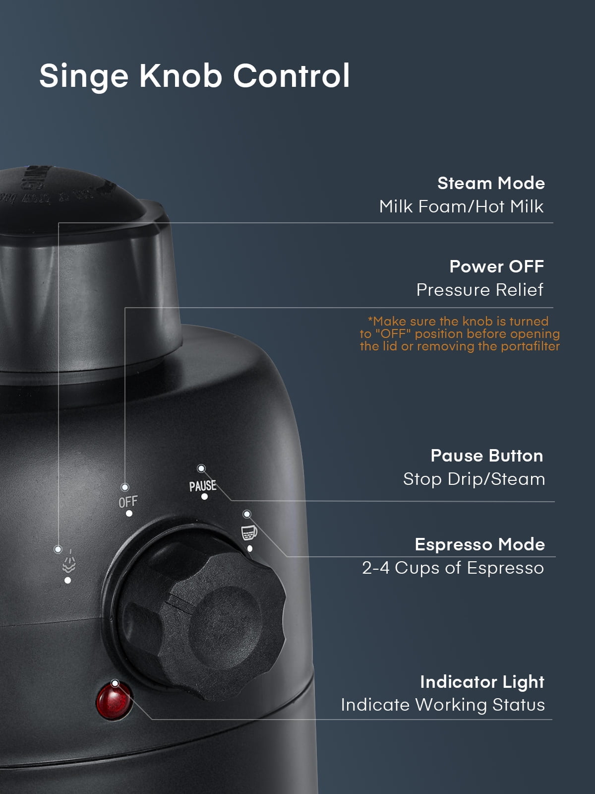 FOHERE Espresso Machine, 3.5 Bar 4 Cup Steam Espresso Machine Cappuccino Maker with Milk Frother