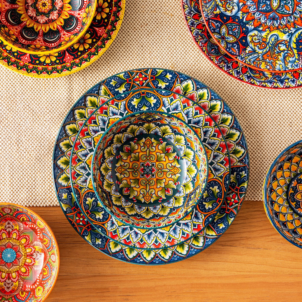 vancasso 6 Pieces Cereal Bowls Set, 28 Oz Deep Soup Bowl, Ceramic salad Bowls Set for Kitchen, Microwave Dishwasher Safe, Bohemian Style, Series LUMI