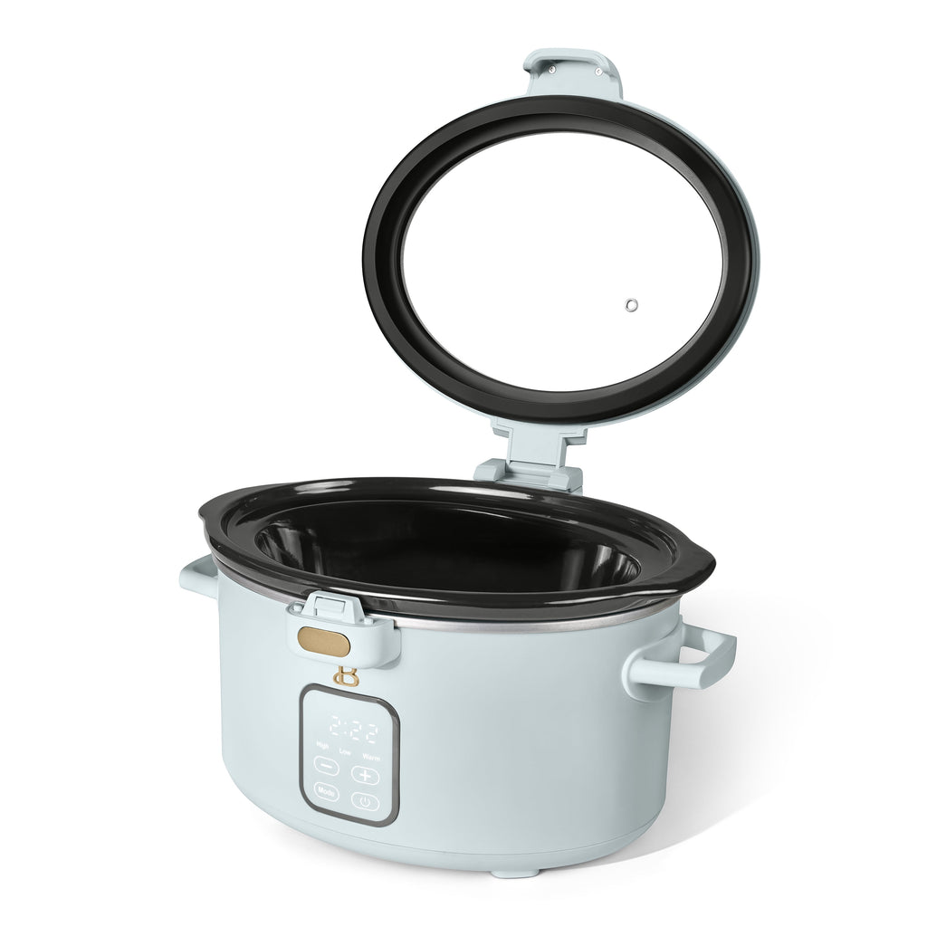 Beautiful 4 Qt Digital Slow Cooker with Hinged Locking Lid, Thyme Green by Drew Barrymore